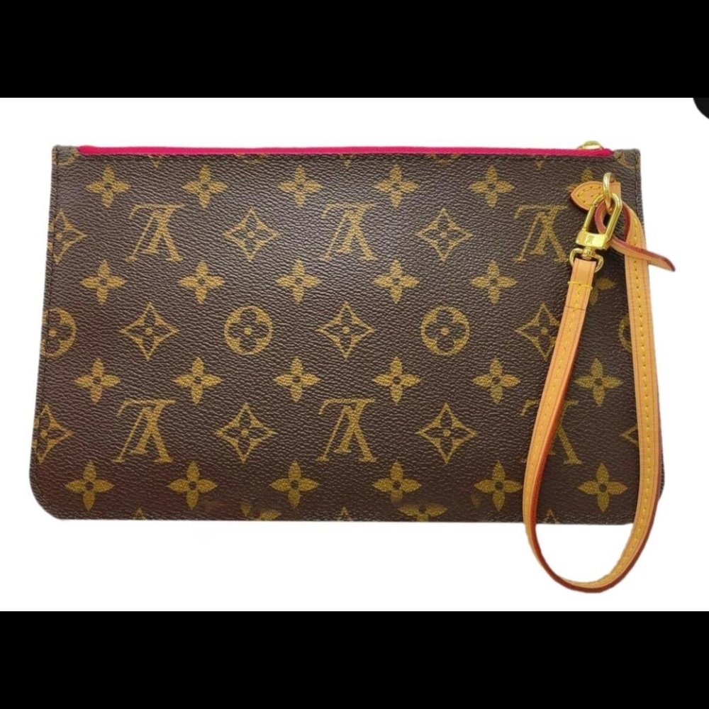 Authentic Louis Vuitton Large Neverfull MM Monogram Pochette Wristlet MINT